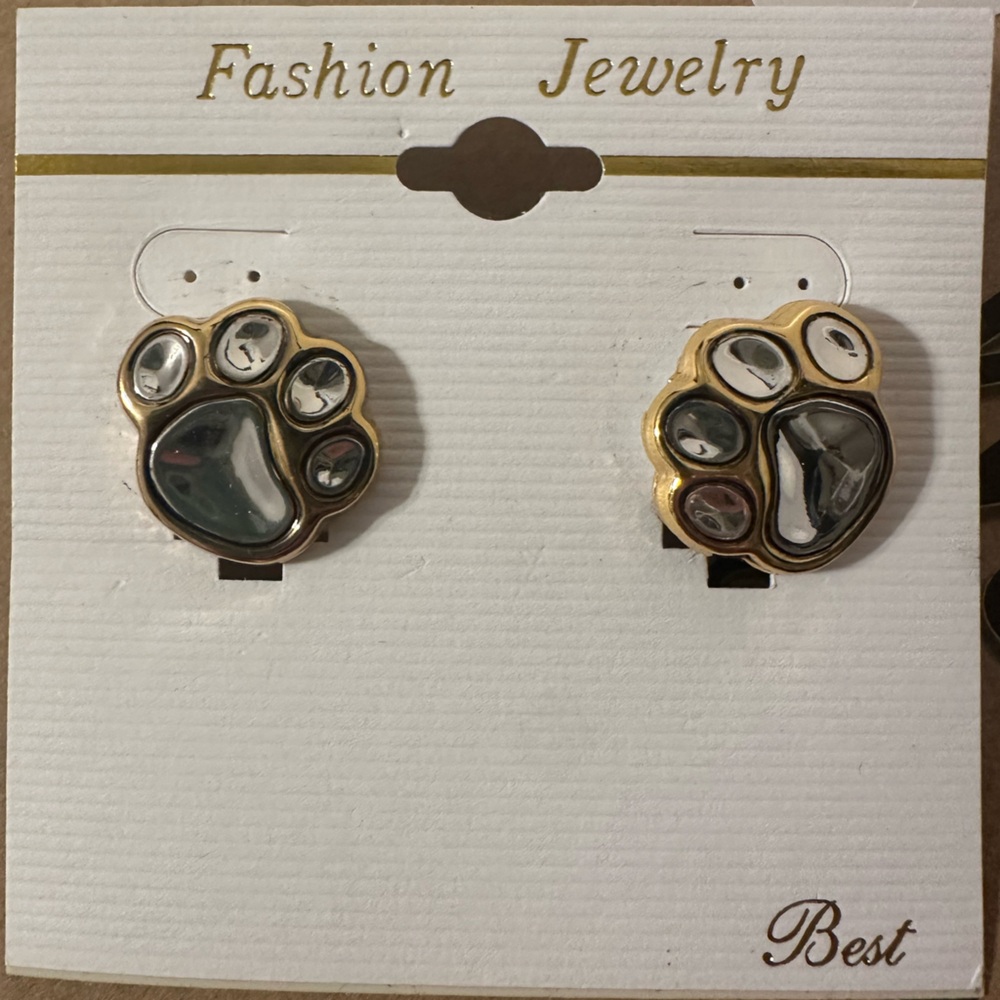 Elegant Gold and Silver Paw Earrings
